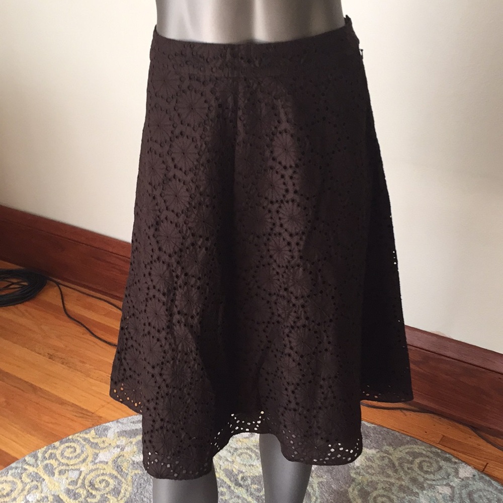 🍁 Banana Republic Brown Eyelet Skirt - Sz 2